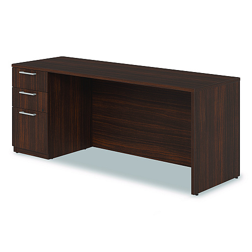 Alera Seville Series Credenza with Pedestal, Left Pedestal, 72w x 24d x 29h, Mahogany (SVLSPC7224MY)