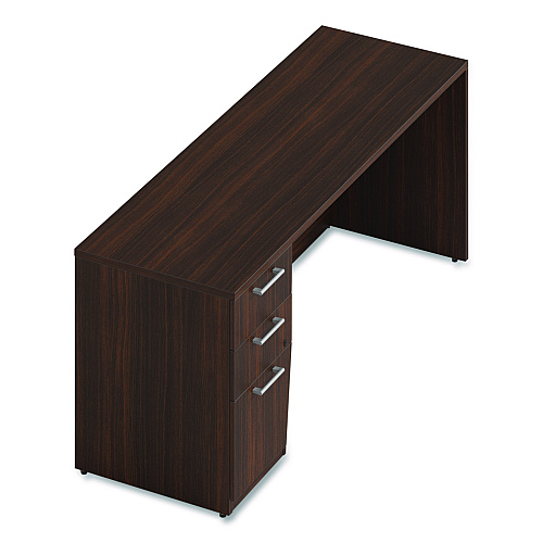 Alera Seville Series Credenza with Pedestal, Left Pedestal, 72w x 24d x 29h, Mahogany (SVLSPC7224MY)