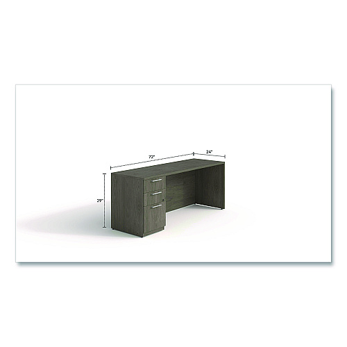 Alera Seville Series Credenza with Pedestal, Left Pedestal, 72w x 24d x 29h, Walnut (SVLSPC7224WA)