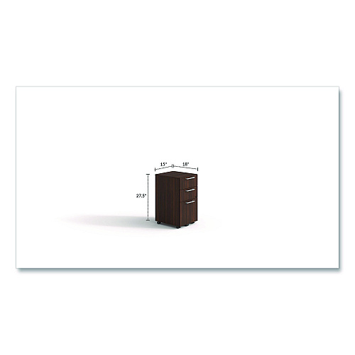 Alera Seville Series Mobile Pedestal, Left/Right, 3-Drawer: Box/Box/File, Legal, Mahogany, 15" x 18" x 27" (SVMPBBFMY)