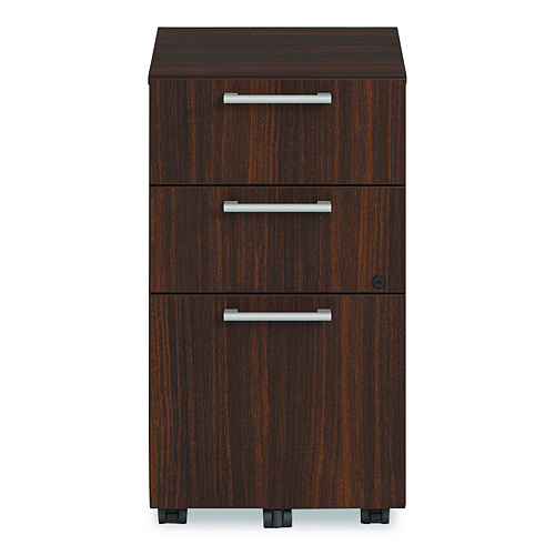 Alera Seville Series Mobile Pedestal, Left/Right, 3-Drawer: Box/Box/File, Legal, Mahogany, 15" x 18" x 27" (SVMPBBFMY)