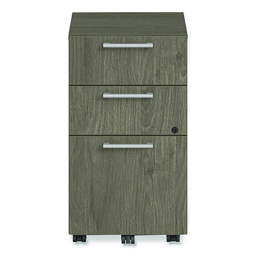 Alera Seville Series Mobile Pedestal, Left/Right, 3-Drawer: Box/Box/File, Legal, Walnut, 15" x 18" x 27" (SVMPBBFWA)