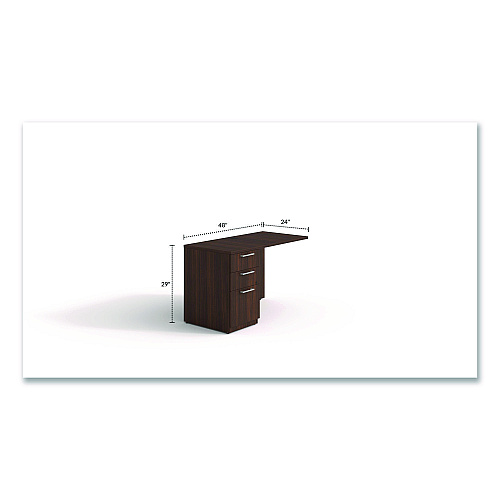 Alera Seville Series Desk Return with Pedestal, Left, 48" x 24" x 29", Mahogany (SVRLP4824MY)