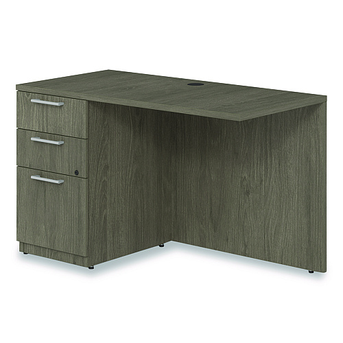 Alera Seville Series Desk Return with Pedestal, Left, 48" x 24" x 29", Walnut (SVRLP4824WA)