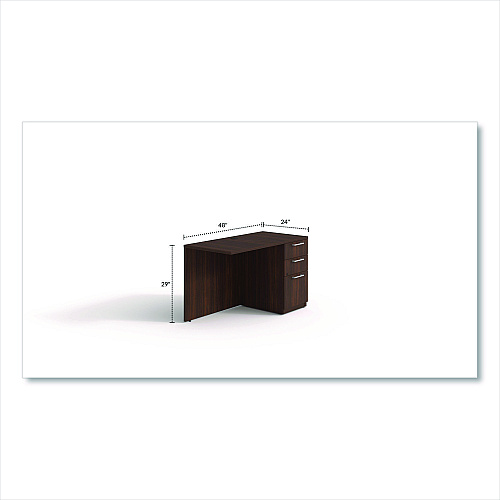Alera Seville Series Desk Return with Pedestal, Right, 48" x 24" x 29", Mahogany (SVRRP4824MY)