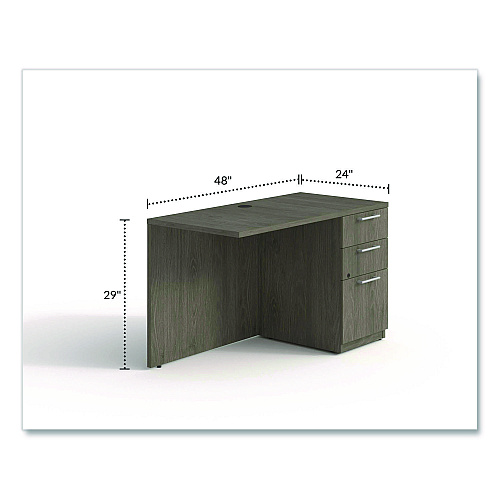 Alera Seville Series Desk Return with Pedestal, Right, 48" x 24" x 29", Walnut (SVRRP4824WA)
