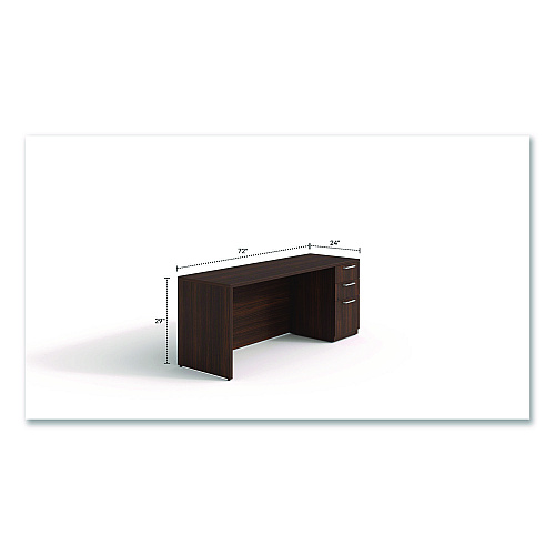 Alera Seville Series Credenza with Pedestal, Right Pedestal, 72w x 24d x 29h, Mahogany (SVRSPC7224MY)