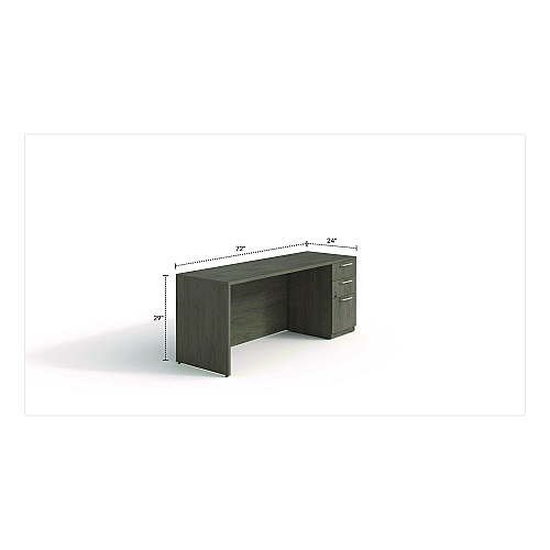 Alera Seville Series Credenza with Pedestal, Right Pedestal, 72w x 24d x 29h, Walnut (SVRSPC7224WA)