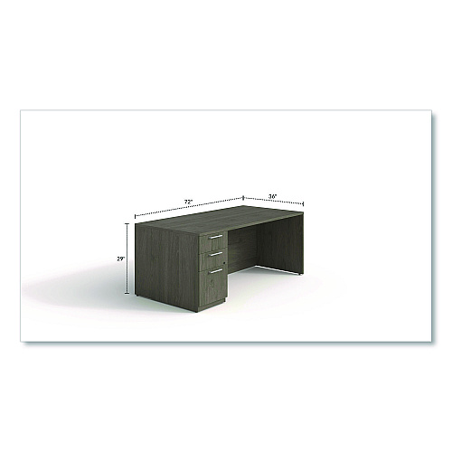 Alera Seville Series Single Pedestal Desk, Left Pedestal, 72" x 36" x 29", Walnut (SVSPL7236WA)