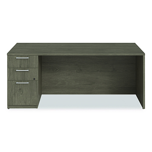 Alera Seville Series Single Pedestal Desk, Left Pedestal, 72" x 36" x 29", Walnut (SVSPL7236WA)