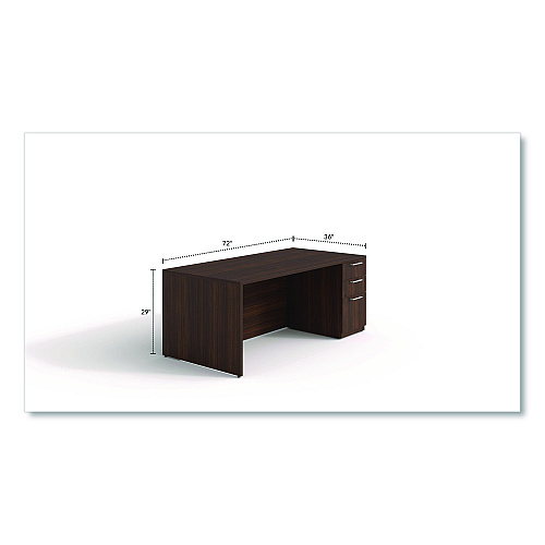 Alera Seville Series Single Pedestal Desk, Right Pedestal, 72" x 36" x 29", Mahogany (SVSPR7236MY)