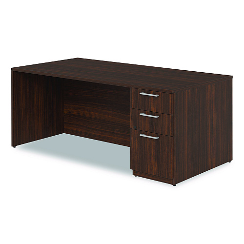 Alera Seville Series Single Pedestal Desk, Right Pedestal, 72" x 36" x 29", Mahogany (SVSPR7236MY)