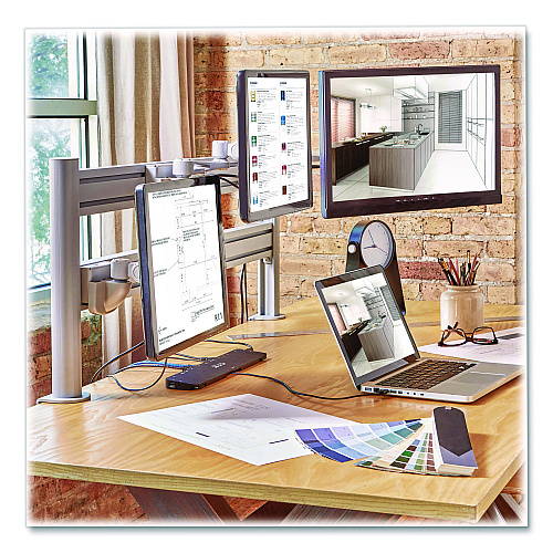 Tripp Lite Monitor Mount for Slat Wall System for 32" TVs, 4.9w x 5.1d x 7.5h, Silver, Supports 22 lb (DMSW1332STAA)