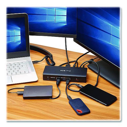 Tripp Lite Triple Display USB-C Dock, Displayport/HDMI/RJ45/USB/VGA, Black (U442ABDOCK9)