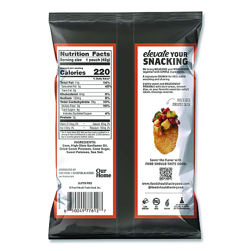 Food Should Taste Good Tortilla Chips, Sweet Potato with Sea Salt, 1.5 oz, 24/Carton (77612)