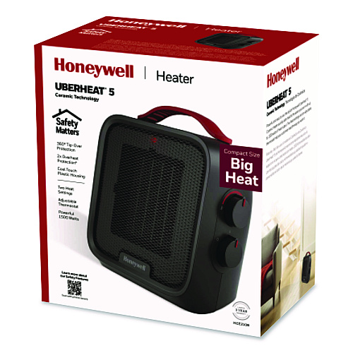Honeywell UberHeat 5 Ceramic Heater, 4.5 x 4.5 x 8.86, Black (HCE210B)