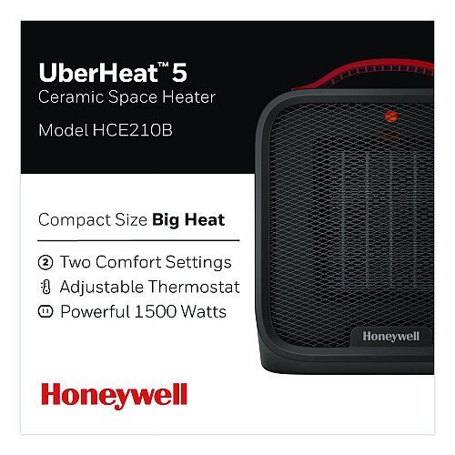 Honeywell UberHeat 5 Ceramic Heater, 4.5 x 4.5 x 8.86, Black (HCE210B)