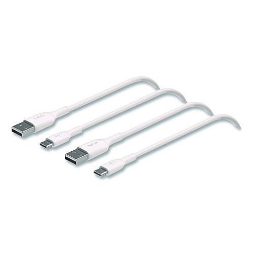Belkin BOOST CHARGE USB-C to USB-A Cable, 3.3 ft, White, 2/Pack (CAB001BT1MWH)