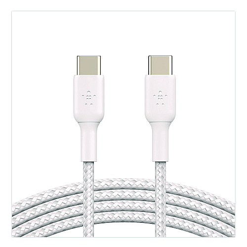 Belkin BOOST CHARGE Braided USB-C to USB-C Cable, 3.3 ft, White (CAB004BT1MWH)