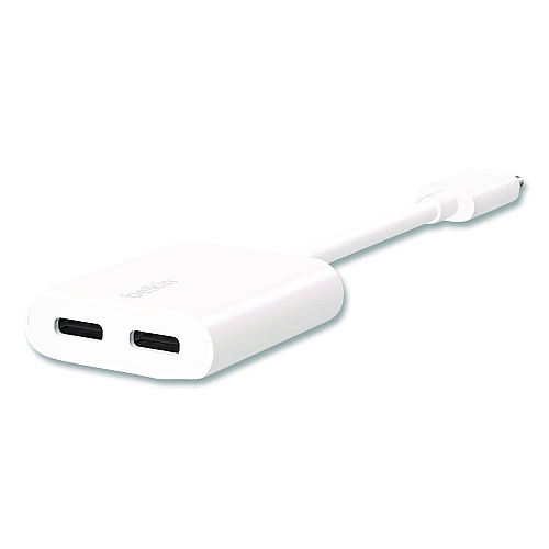 Belkin RockStar USB-C Audio + Charge Adapter, White (F7U081BTWH)