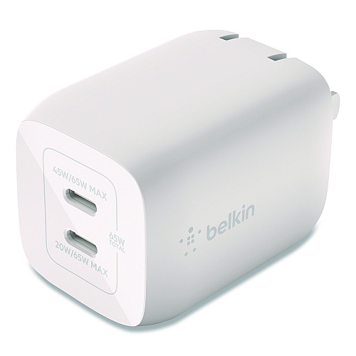 Belkin BOOST CHARGE Pro Dual USB-C GaN Wall Charger with PPS, White (WCH013DQWH)