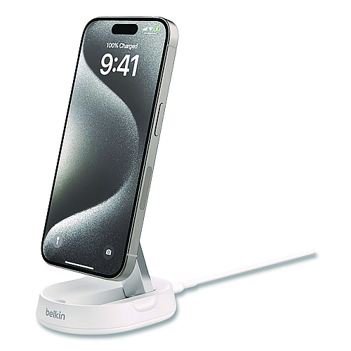 Belkin BOOST CHARGE Pro Convertible Magnetic Wireless Charging Stand, Qi2 Wireless Charging, 15 W, White (WIA008TTWH)