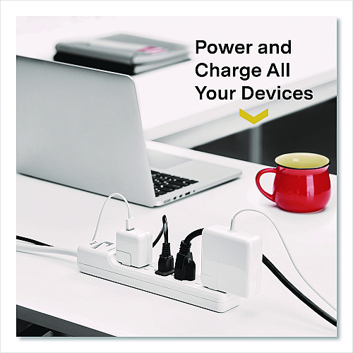 NXT Technologies 6-Outlet Surge Protector, 6 AC Outlets, 12 ft Cord, 900 J, White (NX61425)