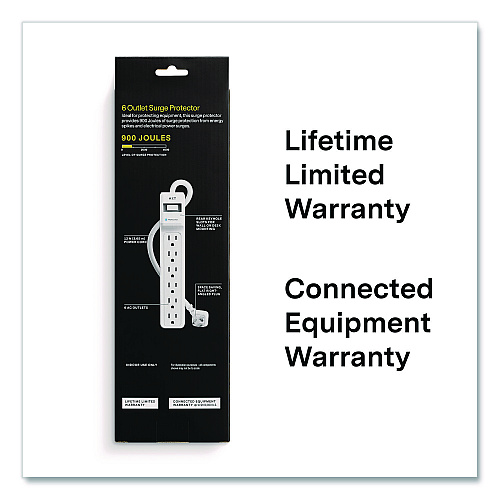 NXT Technologies 6-Outlet Surge Protector, 6 AC Outlets, 12 ft Cord, 900 J, White (NX61425)