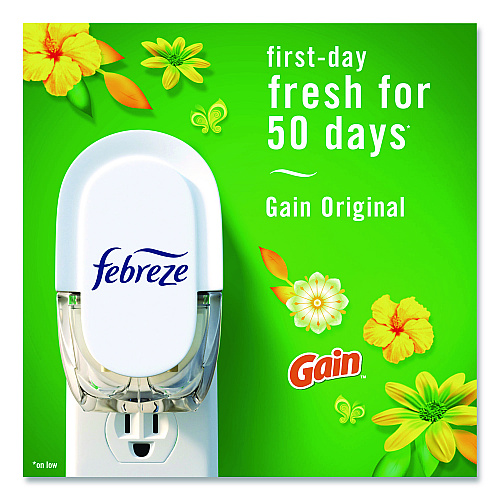 Febreze PLUG Air Freshener Warmer Starter Kit, Clear/White, with (2) Gain Original Refills (4166)