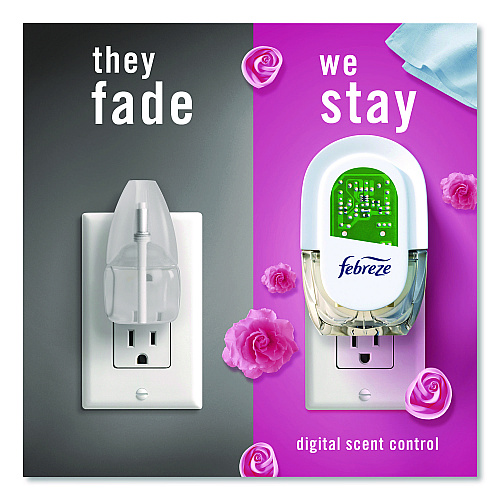 Febreze Air Freshener Warmer Starter Kit, Clear/White, with (2) Downy April Fresh Refills (4174)