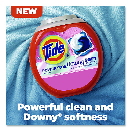 Tide Power PODS Plus Downy Laundry Detergent, April Fresh Scent, 98 oz Tub, 63 Pods/Tub (11807)