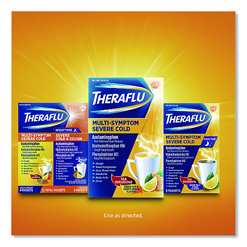 Theraflu Multi-Symptom Severe Cold Hot Liquid Powder, 6 Count (64260603)