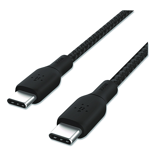 Belkin BOOST CHARGE Braided USB-C to USB-C Cable, 100 W Power Delivery, 6.6 ft, Black (CAB014BT2MBK)