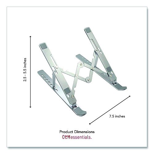 OTM Essentials Portable Laptop Riser Stand, 11.85" x 2.5" to 5.5", Silver (OBA2E)