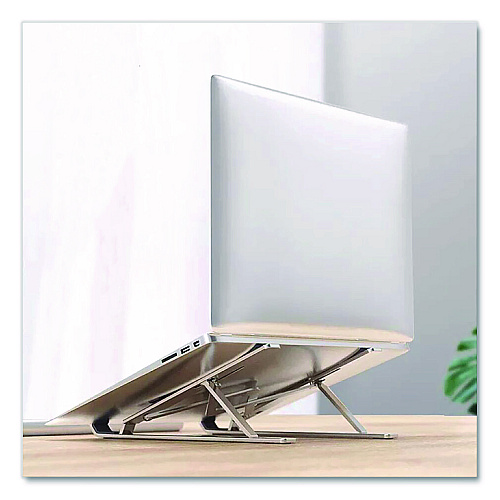 OTM Essentials Portable Laptop Riser Stand, 11.85" x 2.5" to 5.5", Silver (OBA2E)