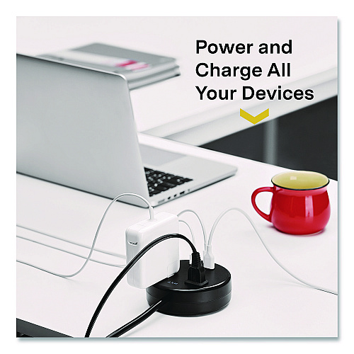 NXT Technologies 2-Outlet Plus USB Surge Protector, 2 AC Outlets/3 USB Ports, 5 ft Cord, 500 J, Black (NX61428)