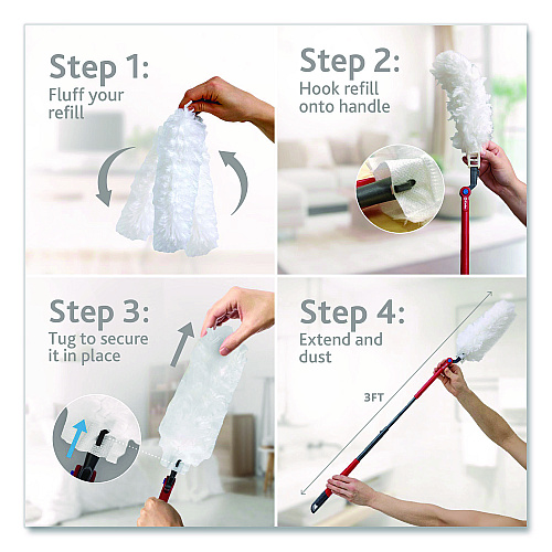 O-Cedar Flex and Catch Duster Heavy-Duty Refills, Polyester, White, 10/Pack (172170PK)