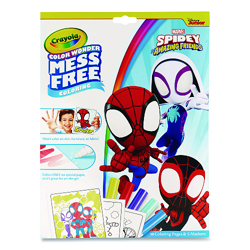 Crayola Spidey and His Amazing Friends Color Wonder Kit, Includes Five Markers, Ages 3 and Up, 18 Pages (752784)