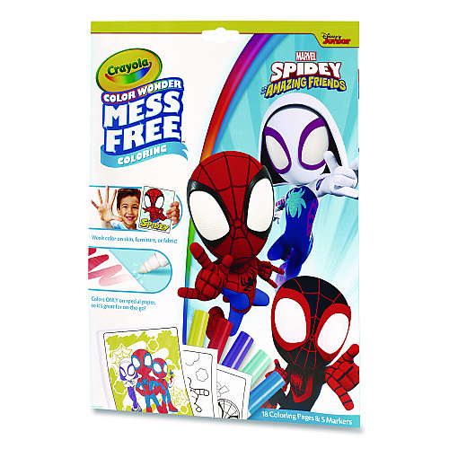 Crayola Spidey and His Amazing Friends Color Wonder Kit, Includes Five Markers, Ages 3 and Up, 18 Pages (752784)