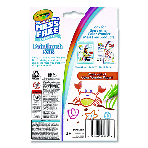 Crayola Color Wonder Paintbrush Pens, Assorted Colors, 8/Pack (752858)