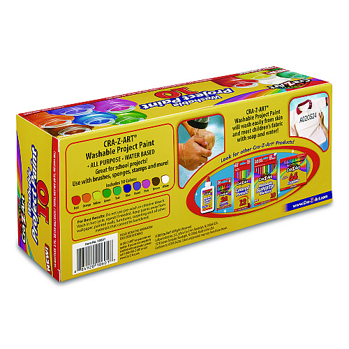 Cra-Z-Art Washable Project Paints, 10 Assorted Colors, 2 oz Bottles, 10/Pack (106014)