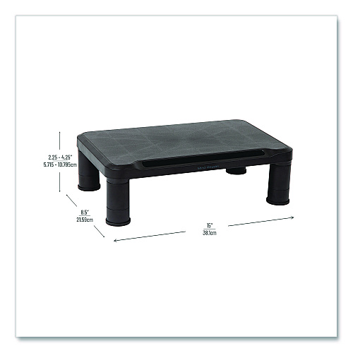 Mind Reader Adjustable Rectangular Monitor Stand, 14.5" x 10.5" x 2.5" to 5.25", Black, Supports 50 lb, 2/Pack (2SMPLMONBLK)