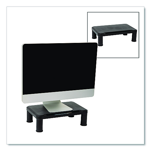 Mind Reader Adjustable Rectangular Monitor Stand, 14.5" x 10.5" x 2.5" to 5.25", Black, Supports 50 lb, 2/Pack (2SMPLMONBLK)