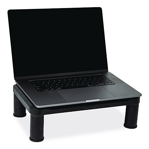 Mind Reader Adjustable Rectangular Monitor Stand, 14.5" x 10.5" x 2.5" to 5.25", Black, Supports 50 lb, 2/Pack (2SMPLMONBLK)