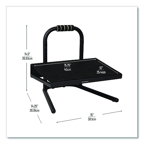 Mind Reader Adjustable Height Tilt Foot Rest, 14.25 x 15 d x 14.5 h, Black (FTHEIGHTBLK)