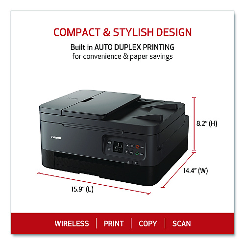 Canon PIXMA TR7020a Wireless Color All-in-One Inkjet Printer, Copy, Print, Scan (TR7020ABLACK)