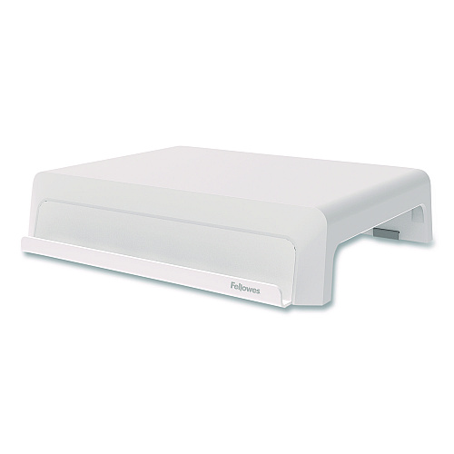 Fellowes Breyta Monitor Stand, 13.94" x 11.97" x 3.23" to 5.9", White, Supports 33 lb (100016561)
