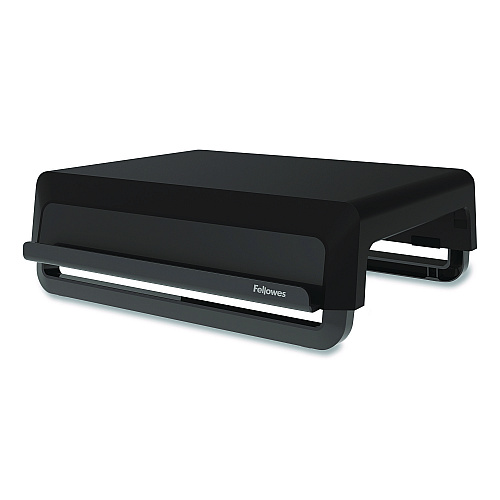 Fellowes Breyta Monitor Stand, 13.94" x 11.97" x 3.23" to 5.9", Black, Supports 33 lb (100016560)