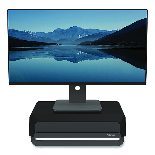 Fellowes Breyta Monitor Stand, 13.94" x 11.97" x 3.23" to 5.9", Black, Supports 33 lb (100016560)
