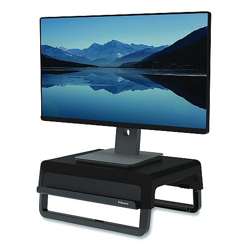 Fellowes Breyta Monitor Stand, 13.94" x 11.97" x 3.23" to 5.9", Black, Supports 33 lb (100016560)